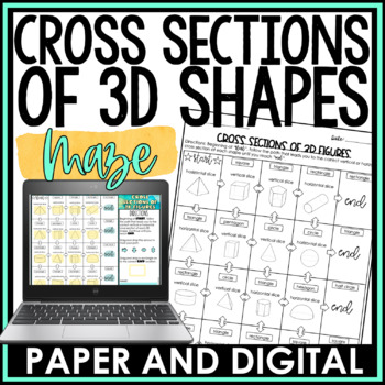 Preview of Cross Sections of 3D Figures Activity Maze Worksheet