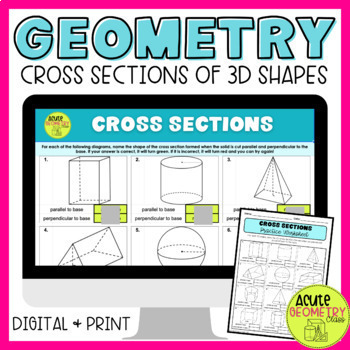 Preview of Cross Sections of 3D Shapes Digital Practice Activity for Google Sheets