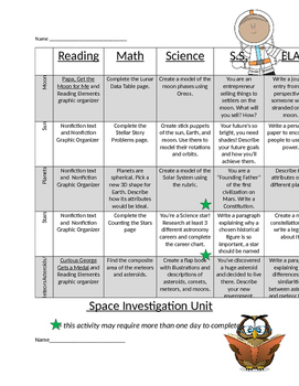 Preview of Cross-curricular Space Unit