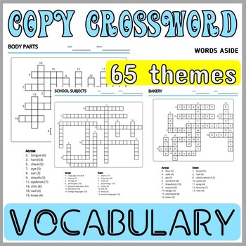 Preview of CrossWord Copy Vocabulary Worksheets Puzzles ESL SpEd Speech Therapy