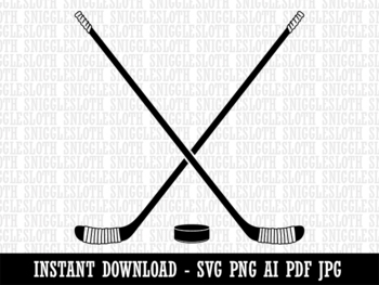 Hockey SVG Crossed Hockey Sticks and Hockey Puck Clip Art 