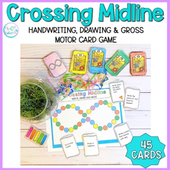 Preview of Handwriting Game: Crossing midline game board with editable cards
