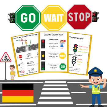 Preview of Crossing Street Road Safety Social Story Activities worksheet - German version