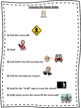 Crossing the Street- Social Story, Rules and worksheet | TpT