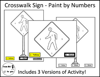 Preview of Crosswalk Safety Sign Paint by Numbers | Color by Numbers | Safety Sign Craft