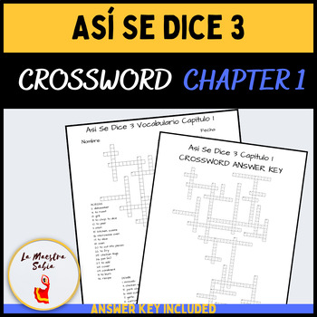 Crossword Así Se Dice 3 Chapter 1 Vocabulary by La Maestra Sabia