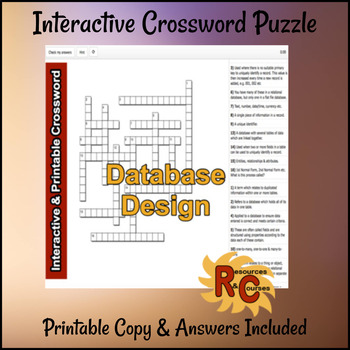 Preview of Database Design Interactive Crossword