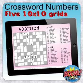 Crossword Numbers 3 (10x10 crossword grids GOOGLE Slides)