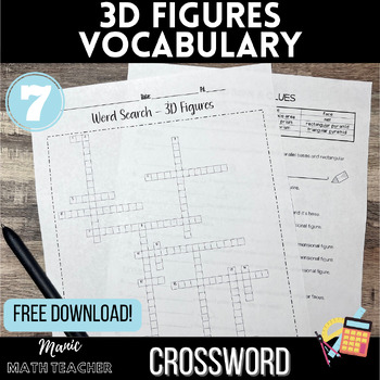 Preview of Crossword Puzzle - 3D Figures Vocabulary