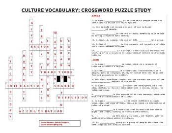 Crossword Puzzle Answer Key by JESSICA SIMMONS TPT