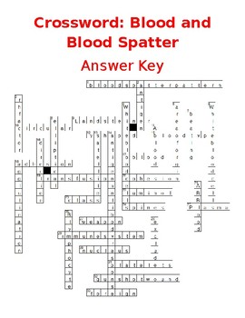 Crossword Puzzle: Blood and Blood Spatter by Dixon s Lessons TpT