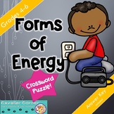Science Crossword Puzzle Forms of Energy Grades 4-6 NGSS