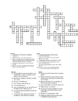 Crossword Puzzle Mexican American War and Expansion TPT