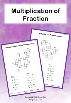 Crossword Puzzle: Multiplication of Fraction by Cross Math TPT