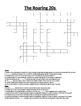Crossword Puzzle Roaring 20 #39 s by Social Studies Units and Lessons