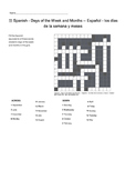 Spanish Vocabulary - Days of the Week and Months Crossword Puzzle