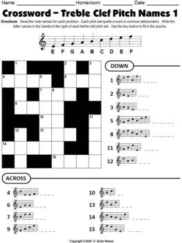 Preview of Crossword Puzzle - Treble Clef Pitch Names 1