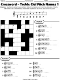 Crossword Puzzle - Treble Clef Pitch Names 1