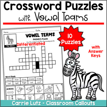 Crossword Puzzle For 1st Grade Teaching Resources | TPT
