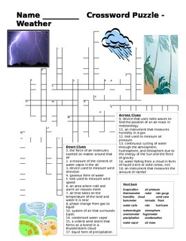 Middle School Earth Science Crossword Puzzle Weather By Educator Super Store