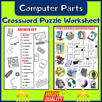 Parts of The Computer Worksheet, with Answer Keys by HajarTeachingTools