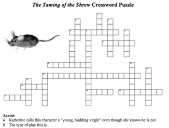 Two Crossword Puzzles and Keys for Shakespeare s The Taming of the Shrew