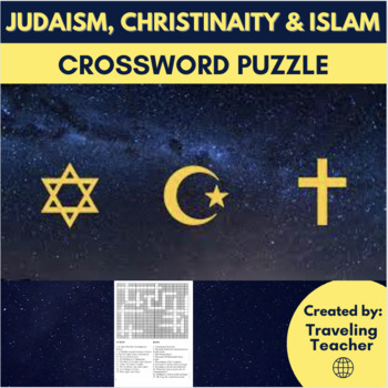 Crossword Puzzle for Judaism Christianity and Islam by Traveling Teacher