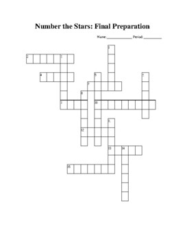 Preview of Crossword Puzzle with Answer Key for Number the Stars by Lois Lowry