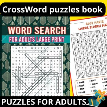Preview of Crossword Puzzles Book For Adults & Seniors, Word Search with Solutions