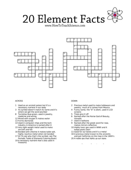 Preview of Crossword Puzzles Elements of The Periodic Table elementary middle and high