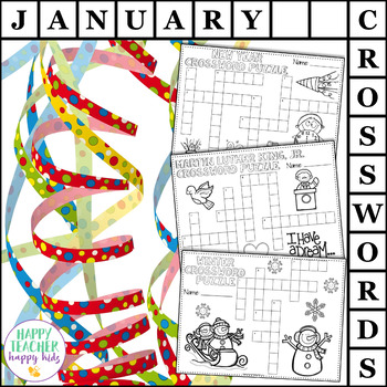 Crossword Puzzles - January by Happy Teacher Happy Kids | TpT