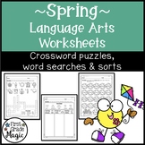 Crossword Puzzles, Word Searches, and Word Sorts for Spring ELA