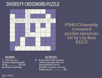 Preview of Crossword Puzzles and Lesson Plans List by Lily Bass (UK)