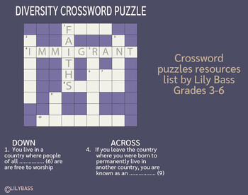 Preview of Crossword Puzzles and Lesson Plans List by Lily Bass (US)