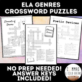 ELA Genres Crossword Puzzle Bundle | Literature, Poetry, D