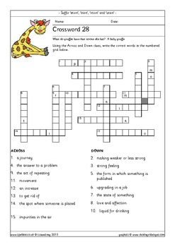 Grade 5 Spelling - Week 5 Crossword - WordMint