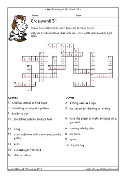 Unit 6, Week 3 Spelling Crossword - WordMint
