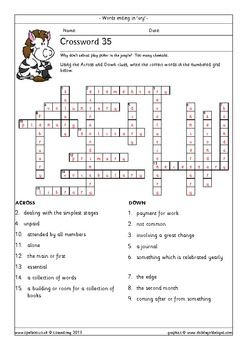 Unit 6, Week 3 Spelling Crossword - WordMint