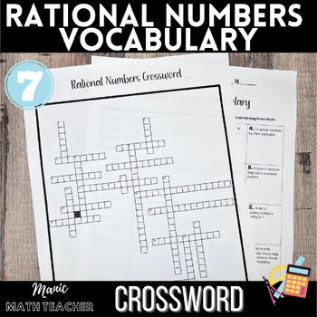 Crossword Rational Numbers Vocabulary by Manic Math Teacher TPT