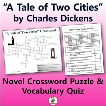 Preview of Crossword & Vocabulary Quiz for "A Tale of Two Cities" Novel by Charles Dickens