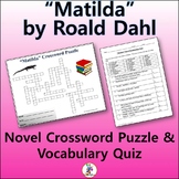 Crossword & Vocabulary Quiz for "Matilda" Novel by Roald Dahl