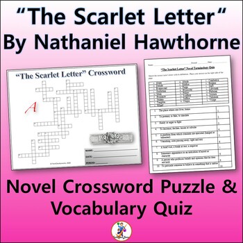 Preview of Crossword & Vocab Quiz for "The Scarlet Letter" Novel by Nathaniel Hawthorne