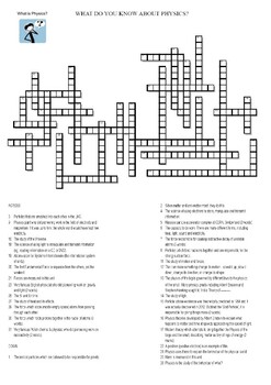 Crossword What do you know about Physics? with ANSWERS by Diane K