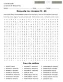 Crossword & Wordsearch: Los números 20-40