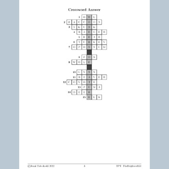 Crossword about Animals of North America FREE by TheBrightestKid
