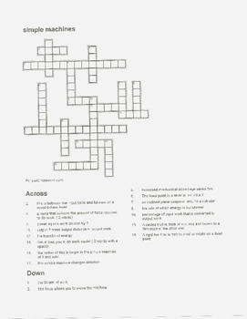 35+ Trends For Simple Machines Crossword Puzzle Worksheet Answer Key