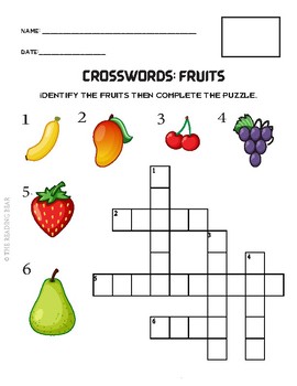 Crosswords: Fruits by The Reading Bear | Teachers Pay Teachers