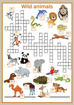 Crosswords - Wild animals by Gudrun Leannon | TPT