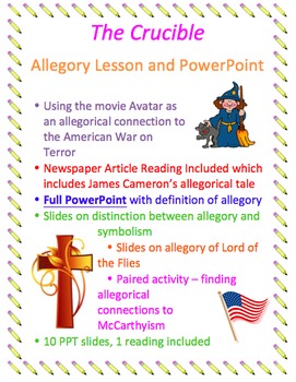 allegory reading crucible lesson powerpoint preview