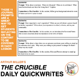 Crucible Daily Quickwrites/Journals and Grading Rubric